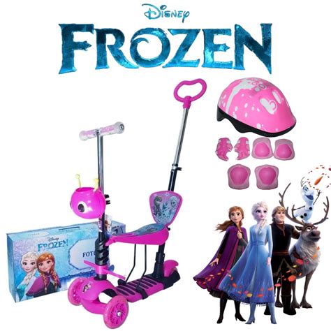 Patinete Frozen - Patinete Infantil 3 Rodas 5 em 1 Frozen com Kit Capacete | MadeiraMadeira