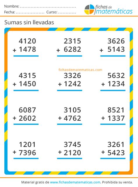 Sumas Sin Llevar Descargar Cuaderno Pdf Con Sumas Para Primaria