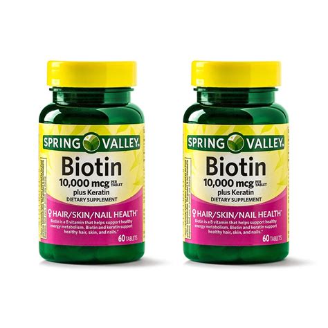 Biotina 10 000mcg C Queratina Spring Valley 2x60 120 Caps Submarino