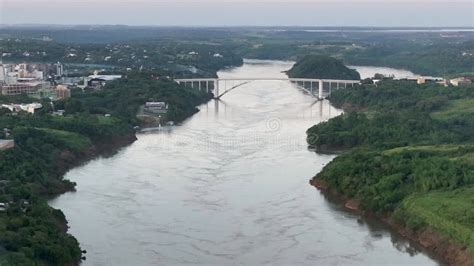 Ponte Da Amizade In Foz Do Igua U Aerial View Of The Friendship Bridge