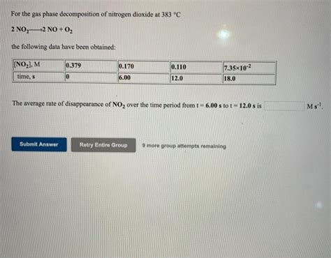 Solved For The Gas Phase Decomposition Of Nitrogen Dioxide Chegg