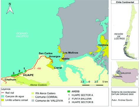 Mapa De La Zona Borde Costera De Corral Provincia De Valdivia Regi N