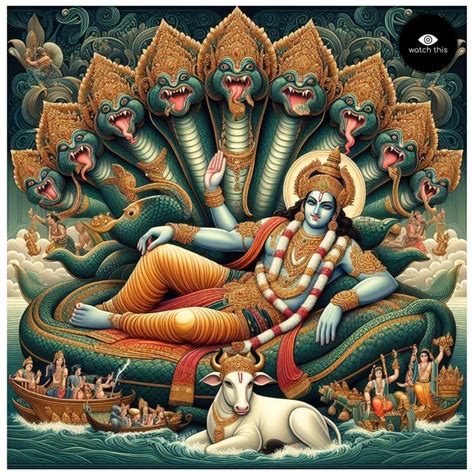 lord vishnu resting  ananta sesha artwork vishnu  ananta shesha