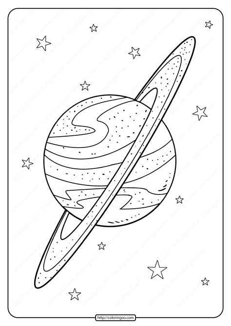 Printable Planet Saturn Doodle Pdf Coloring Page. High quality free ...