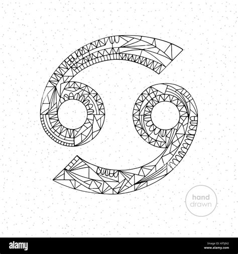 Cancer Zodiac Sign Vector Hand Drawn Horoscope Illustration Astrological Coloring Page Stock