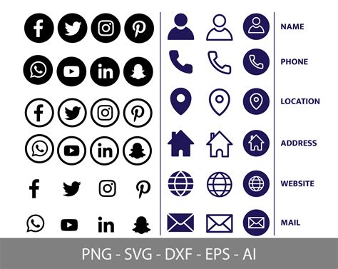 Social Media Icon & Business Card Icon Phone Number Email - Etsy Australia