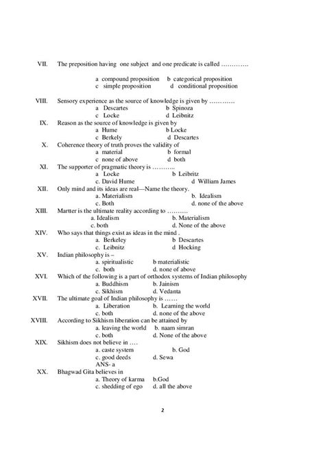 Pseb Th Philosophy Sample Paper Pdf Punjab Board Model Paper