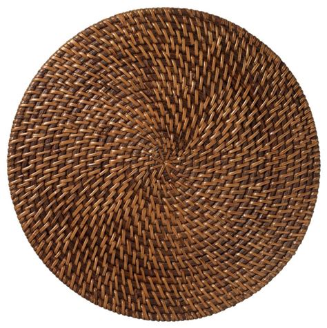 Shop Houzz Merritt Set Of 6 145 Round Woven Rattan Placemats In