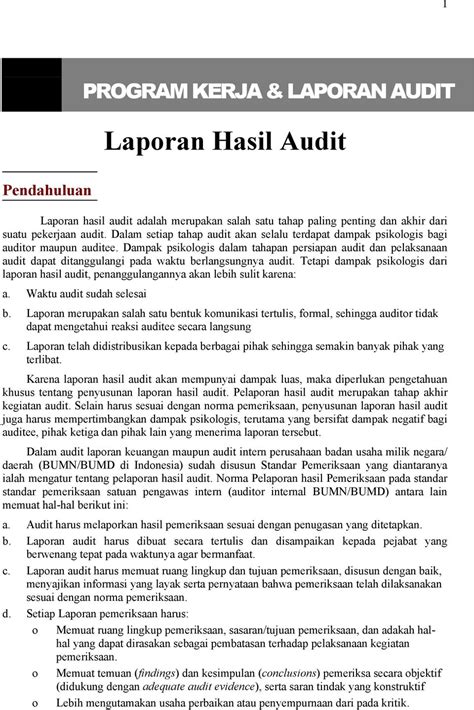 Detail Contoh Format Laporan Audit Internal Koleksi Nomer 30