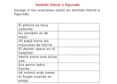 Sentido Literal Y Figurado Interactive Worksheet Lecciones De Lectura