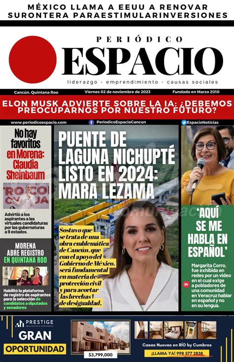 Portadas De Prensa En Quintana Roo 03 De Noviembre Del 2023