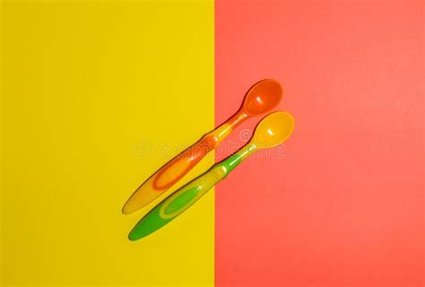 Colored Spoons Stock Image Image Of Plastic Mauve Plate 21107345