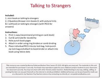 Talking to Strangers by Autism Time Savers | Teachers Pay Teachers