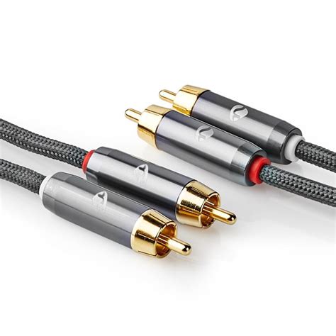 1m HD Audio 24k Vergoldet Cinchkabel Stereo 2x Cinch RCA Chinch Steck