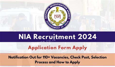 NIA Recruitment 2024 Notification Out For 110 Vacancies Check Post