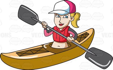 A Woman Paddling A Kayak Boat Boat Vector Kayak Boats Kayaking