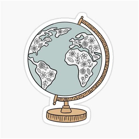 An Earth Globe With Flowers On It Sticker