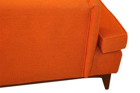 Mid Century Modern Orange Upholstered Sofa - Mary Kay's Furniture