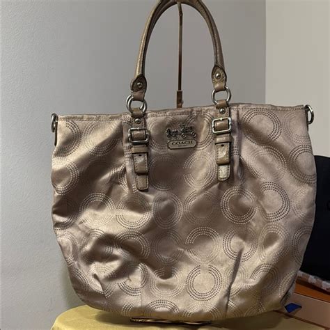 Coach | Bags | Coach Metallic Beige Tote Bag | Poshmark