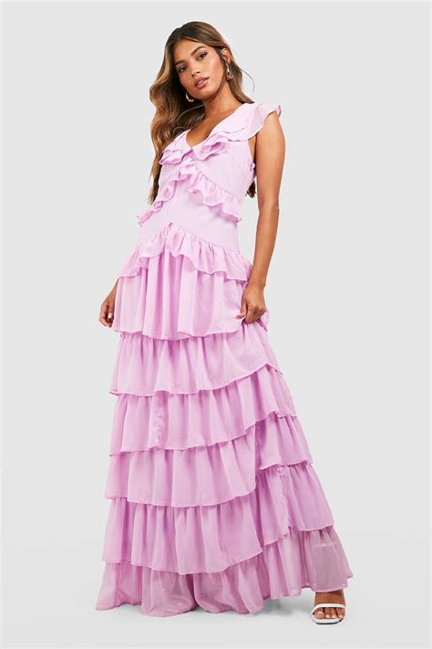 Chiffon Ruffle Tiered Maxi Dress