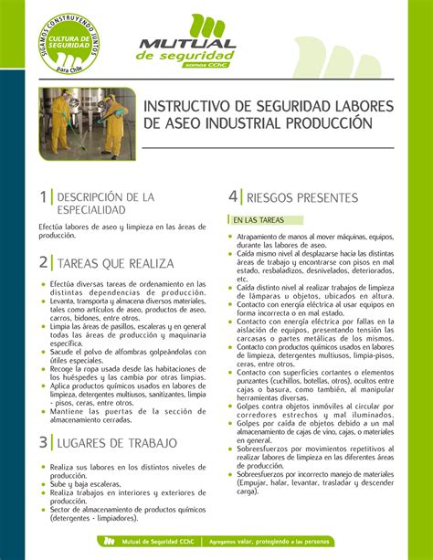 107400500 Instructivo De Seguridad Labores De Aseo Industrial