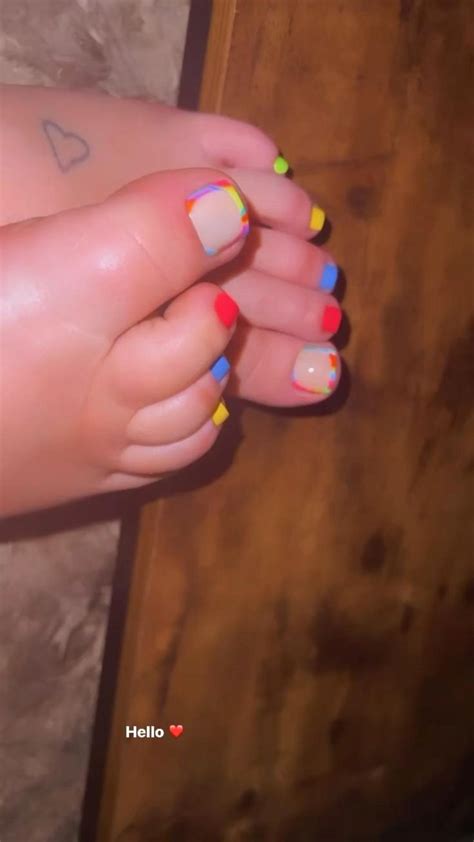 Rainbow French Manicure On Nude Prettyfeet Pedicure