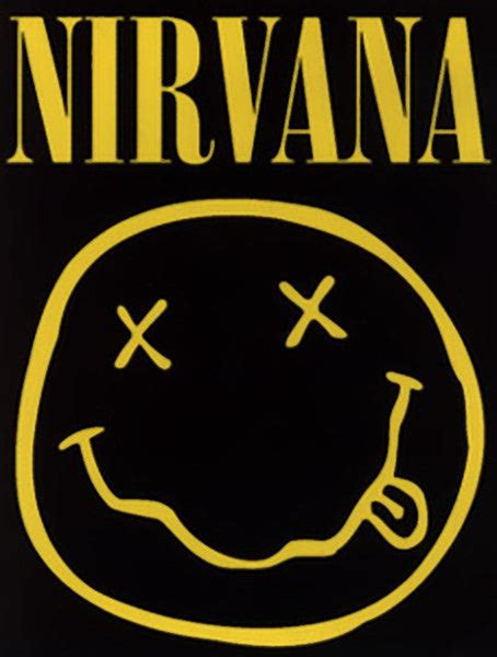 Nirvana Vinyl Sticker Rectangle Smiley Face Logo – Rock Band Patches