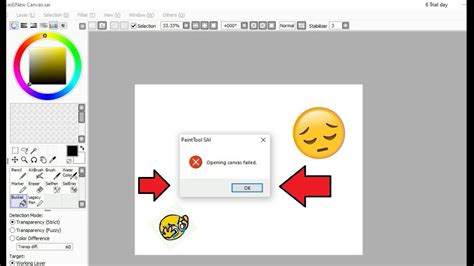 Como Resolver O Erro Opening Canvas Failed Paint Tool Sai Youtube