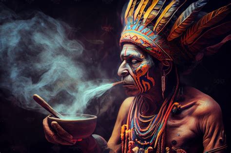 Premium AI Image | Ayahuasca shaman ecuador old ceremony man tribal ...