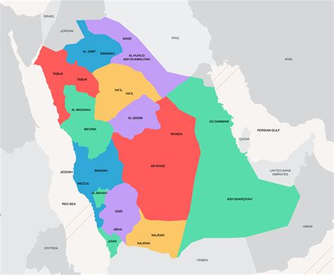 Saudi Arabia Country Map with City Names