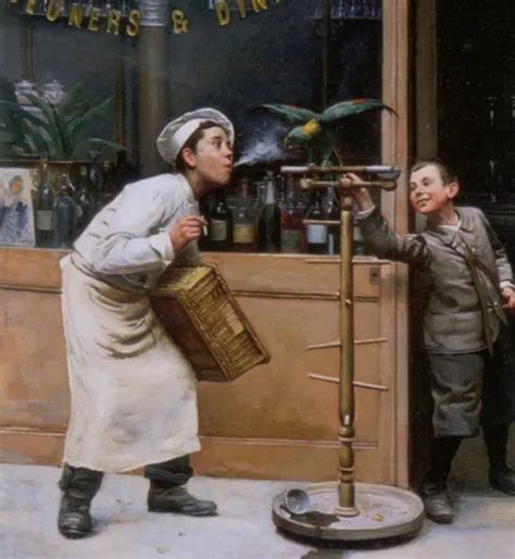 Teasing The Parrot By Paul Charles Chocarne Moreau Oil Painting