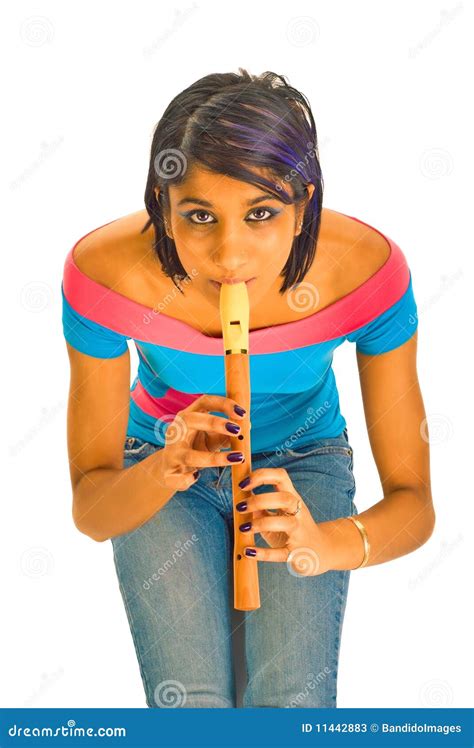 playing flute stock image image  isolated  adorable