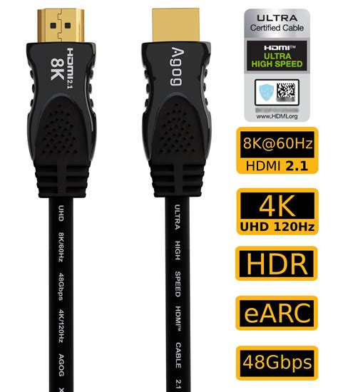 Kabel przewód HDMI 2 1 premium UHD 8K 4k 120Hz certyfikat Agog 3m