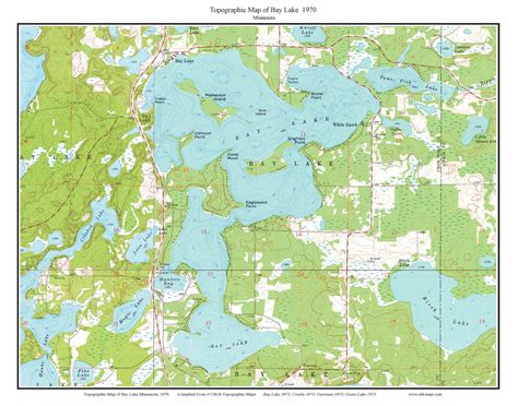 Bay Lake 1970 Custom USGS Old Topo Map Minnesota Mille Lacs Lake