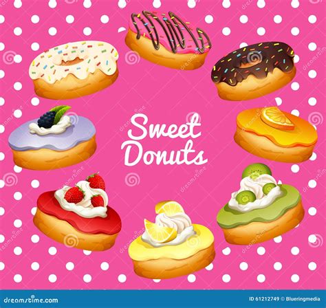 Different flavor of donuts stock vector. Illustration of flavors - 61212749