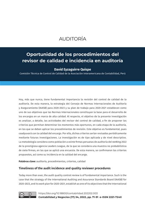 PDF Oportunidad De Los Procedimientos Del Revisor De Calidad E