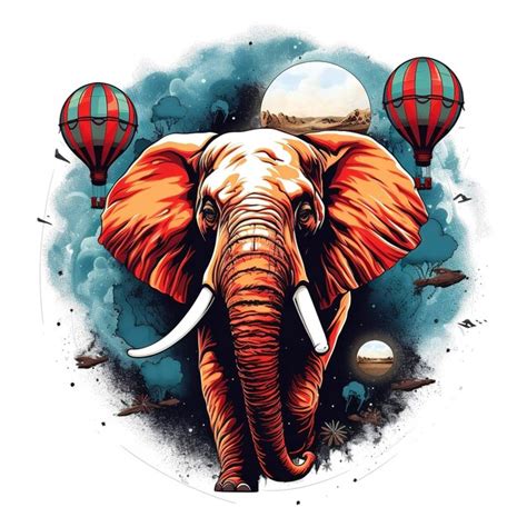 Premium Photo A Floating Elephant With A Hot Air Balloon