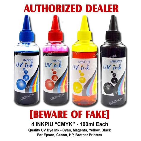 4 Bottles Inkpiu Uv Dye Ink Inks 100ml Each Cmyk Universal Inks For Epson Canon Hp Brother