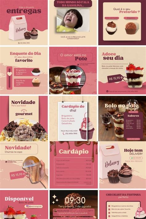 Pack Canva Templates Edit Veis Para Instagram De Confeitaria