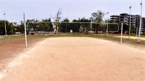 Volleyball Court in a College Campus Stock Photo - Image of mesh ...