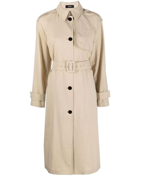 Theory Synthetic Trench Coat In Beige Natural Lyst