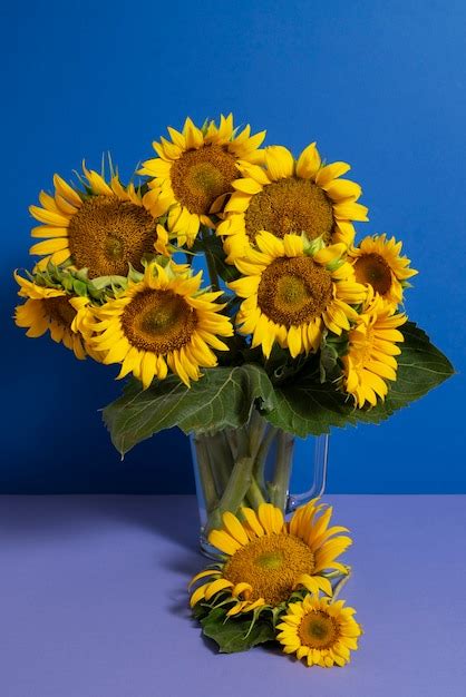 Free Photo | Beautiful sunflowers in studio still life