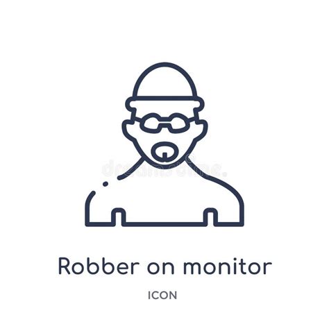 Linear Robber On Monitor Icon From Army Outline Collection Thin Line