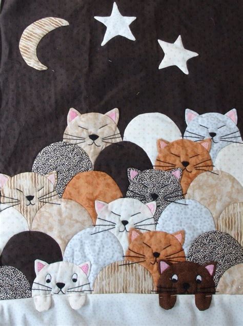 Colcha Gatitos Cat Quilt Patterns Cat Quilt Clamshell Quilt