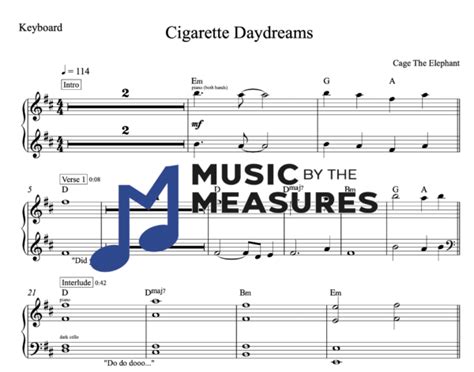 Cigarette Daydreams - Keyboard - Music by the Measures