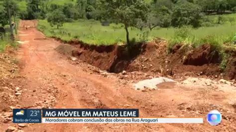 Vídeo Moradores cobram conclusão de obras em Mateus Leme MG1 G1