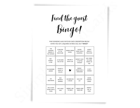 Find The Guest Bingo Baby Shower Game Find Someone Who Icebreaker