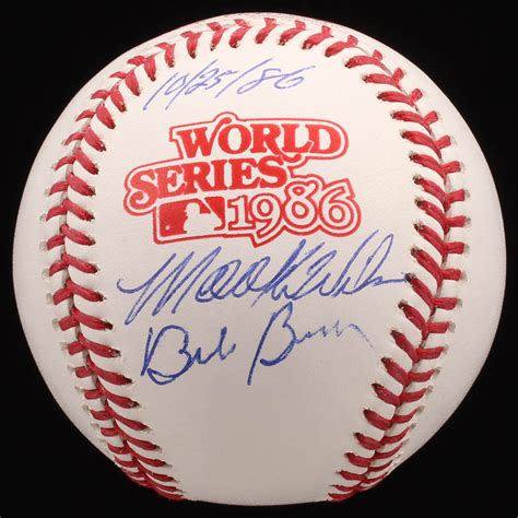 Mookie Wilson & Bill Buckner Signed 1986 World Series Logo Baseball ...