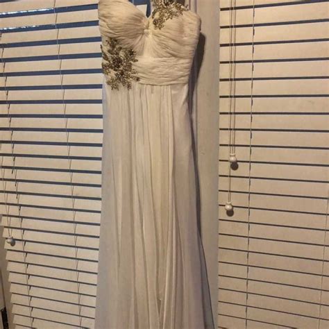 White One Shoulder Prom Wedding Dress Gem