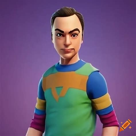 Crossover of sheldon from big bang theory in fortnite on Craiyon